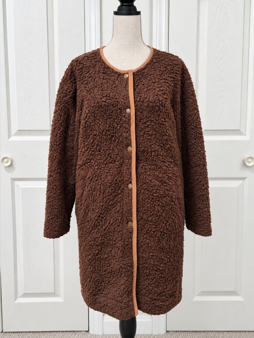 Toad&Co Brown Recycled Wool Sherpa Shacket Long Jacket Coat
